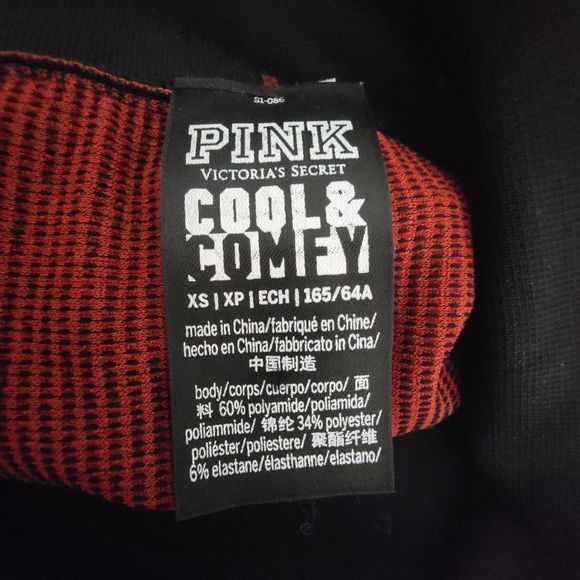 PINK Victorias Secret Cool & Comfy Logo Leggings Red Black Extra Small - Picture 4 of 10